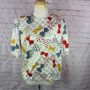 vintage Breckenridge bow polka dot Boxy Blouse polka dots sz 10 coquette girl